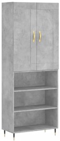 3200053 vidaXL Висок шкаф, бетонно сив, 69,5x34x180 см, инженерно дърво