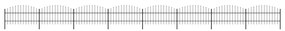 Sonata Градинска ограда с пики, стомана, (0,75-1)x13,6 м, черна