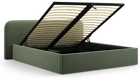 Зелено двойно тапицирано легло с място за съхранение с включена подматрачна рамка 200x200 cm Elizabeth – Micadoni