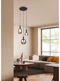 Черно висящо осветително тяло със стъклен абажур Diva – Trio