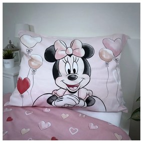 Розово единично памучно детско спално бельо 140x200 cm Minnie "Balloon" – Jerry Fabrics
