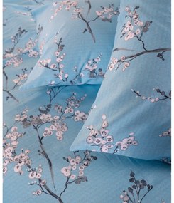 Синьо двойно удължено спално бельо от памук Renforcé 240x220 cm Blue Floral – Mila Home Luxury