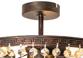 Класическа таванна лампа бронз и кристал 3-светлина - Mondrian