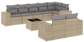 3255166 vidaXL Градински комплект диван с възглавници 9 части бежов полиратан