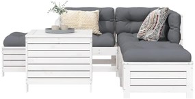 3250697 vidaXL Градински комплект диван от 6 части, бял, масивно дърво бор