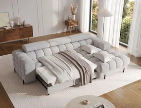 Ъглов диван Freyia-Светлосив-Десен