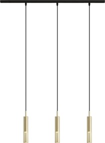 Модерна релсова система черна с 3 висящи лампи златни с кехлибарено стъкло 1-фазна - Slimline Loyce