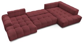 Бордо шенилов сгъваем/с място за съхранение ъглов диван (десен ъгъл/U форма) Everest – Bobochic Paris