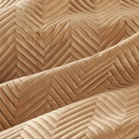 Кафява кадифена покривка за легло с геометрични шевове Ширина: 230 см | Дължина: 260 см