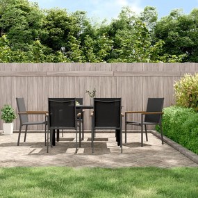 3187086 vidaXL Градински столове 6 бр черни 55x61,5x90 см Textilene и стомана