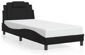 3208068 vidaXL Рамка за легло Viana без матрак, черна, 90x200 см, изкуствена кожа