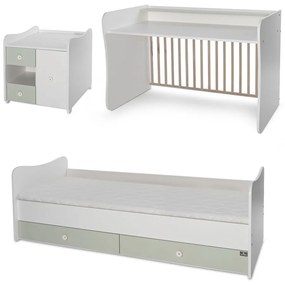 LORELLI Classic Трансформиращо се легло-люлка 190/72 см. MINI MAX БЯЛО/MILKY GREEN