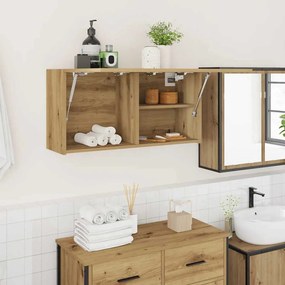 860093 vidaXL Стенен шкаф за баня, дъб артизан, 80x25x40 см, инженерно дърво