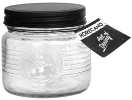 Old Fashioned Буркан с метална винтова черна капачка 500ml нисък  (212986-BL-SS4)
