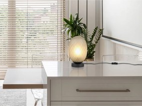 Зелена настолна лампа със стъклен абажур (височина 28,5 cm) Facette – Trio