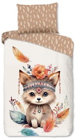 Кафяво-бежово единично памучно детско спално бельо 140x200 cm Hay – Good Morning