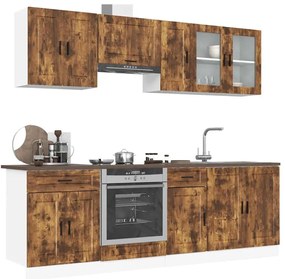 3314846 vidaXL Комплект кухненски шкафове от 8 части "Porto" опушен дъб, инженерна дървесина