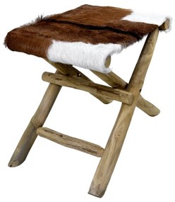 Кафява табуретка от тиково дърво Goatskin - Ego Dekor