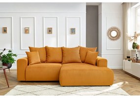 Кадифен ъглов диван в цвят жълта охра Enjoy – Bobochic Paris