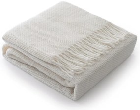 Турско памучно одеяло с декоративни пискюли - кремаво Ширина: 200 см | Дължина: 220 см