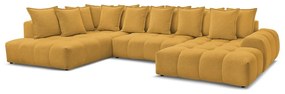 Шенилов сгъваем/с място за съхранение ъглов диван в цвят горчица (ляв ъгъл/U форма) Everest – Bobochic Paris