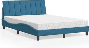 3208602 vidaXL Легло с матрак Hanko, синьо, 140x200 см, кадифе