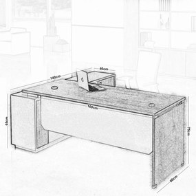 Бюро Pacey Plus-180 x 160 x 75 см.-Наляво