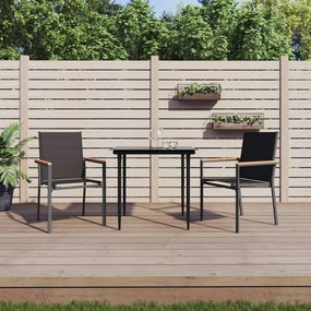 Sonata H Градински столове 2 бр черни 55x61,5x90 см Textilene и стомана