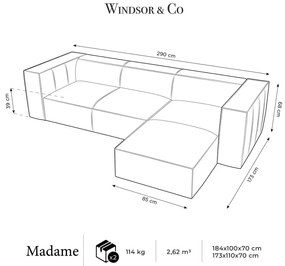 Ъглов диван от кафява кожа (десен ъгъл) Madame - Windsor &amp; Co Sofas