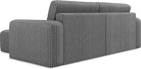 Сив сгъваем/с място за съхранение ъглов диван от рипсено кадифе (десен ъгъл) Kona – Makamii