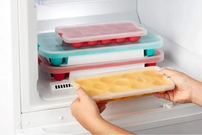 Форма за лед с капак Lekue 1010243, 34.2х18.7х4.4 см, 32 кубчета, Стеарин, -40°C / +60°C, Червен