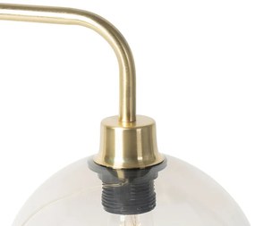 Модерна настолна лампа месинг с опушен абажур - Maly