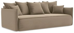 Светлокафяв кадифен разтегателен диван с място за съхранение 225 cm Hula – Makamii