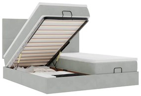 3314609 vidaXL Османска легло с матраци и LED, светлосиво, 200x200 см, кадифе