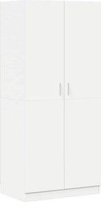 800621 vidaXL Гардероб, бял, 80x52x180 см, инженерно дърво