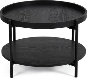 Черна кръгла масичка за кафе от декор от дъб ø 64 cm Hagen – Bonami Essentials