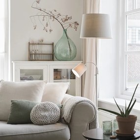 Класическа подова лампа стомана със сив абажур и лампа за четене - Retro