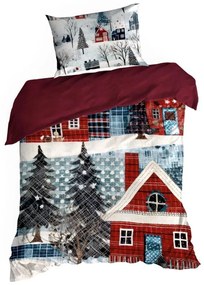 Коледно памучно спално бельо със зимен пейзаж Ширина: 160 см | Дължина: 200 см