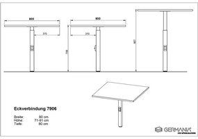 Работна маса с регулируема височина с дъбов плот 200x240 cm Agenda – Germania