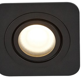 Комплект от 6 заоблени вградени спота черни GU10 50mm въртящи се и накланящи се IP44 - Alberto