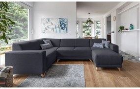 Антрацитен разтегателен/с място за съхранение ъглов диван (ляв ъгъл/U форма) Classy Sophie – Miuform