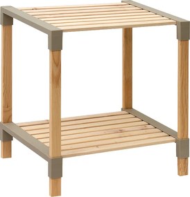 Странична масичка - Дървена етажерка в естествен - бежов цвят 41x33x45см.