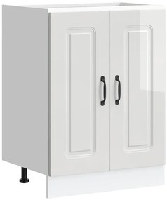 853439 vidaXL Шкаф за мивка, Kalmar, бял гланц, 60x46x81,5см, инженерно дърво