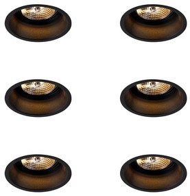 Комплект от 6 модерни вградени прожектора черни AR70 - Dept