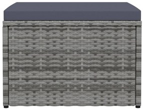 310488 vidaXL Градинска табуретка с възглавница, сива, полиратан