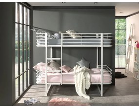 Бяло метално двуетажно детско легло с включена подматрачна рамка 90x200 cm Oscar – Vipack