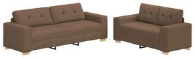 3324714 vidaXL Диван 2 pcs Кафяво Ленена смесена тъкан