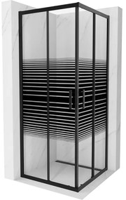 Mexen Rio квадратна душ кабина 80 х 80 см, черни линии, черна - 860-080-080-70-20