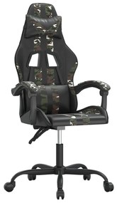 349530 vidaXL Въртящ гейминг стол, черно и камуфлаж, изкуствена кожа