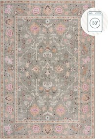 Светлозелен килим подходящ за пране 115x170 cm Una Floral – Flair Rugs